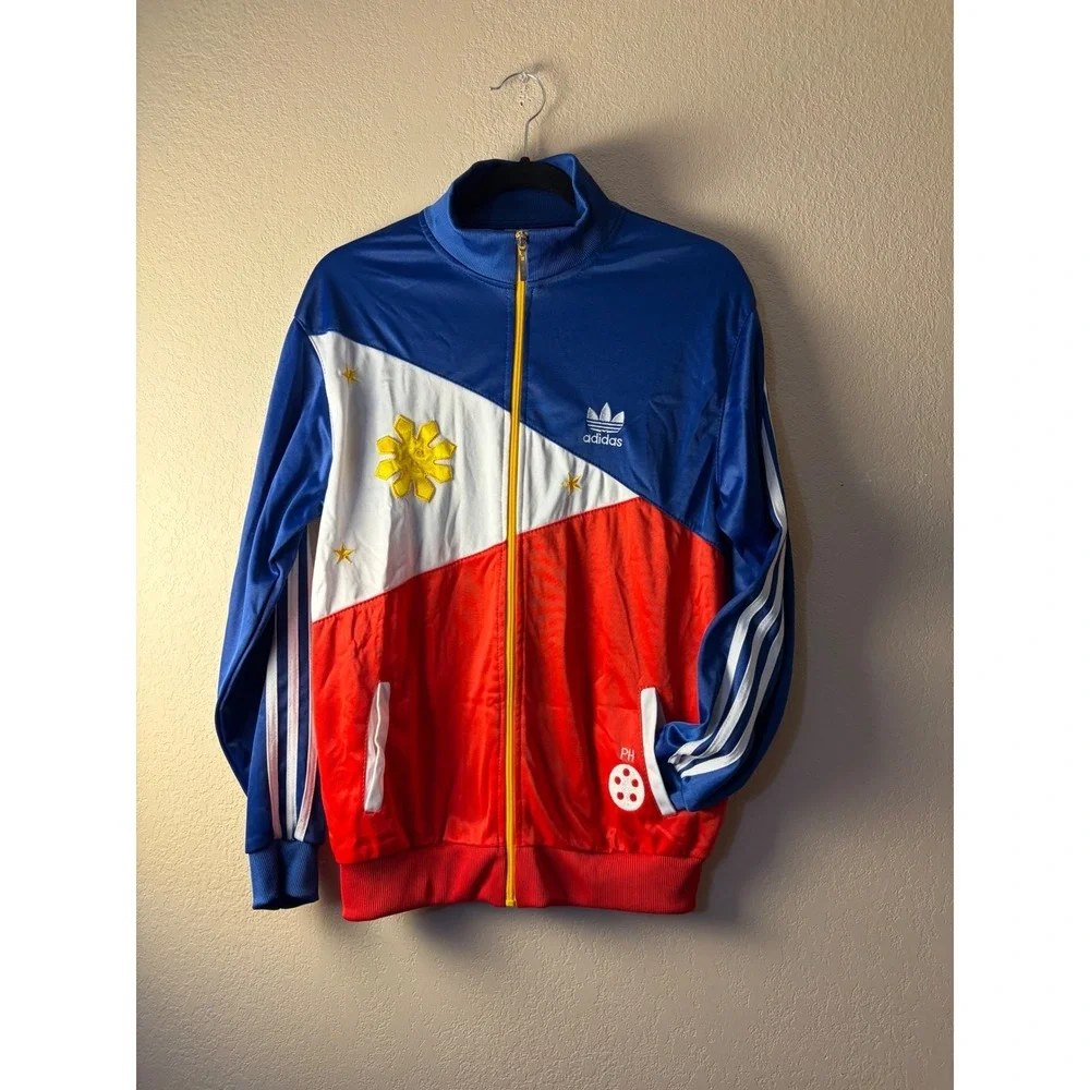 Adidas Philippines Track Jacket Blue Red White Volleyball Full Zip Mens xLarge